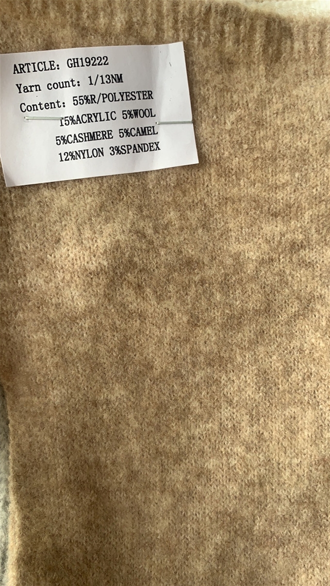 1/13NM 55%R/Polyester 15%Acrylic 5%Wool 5%Cashmere 5%Camel 12%Nylon 3%Spandex