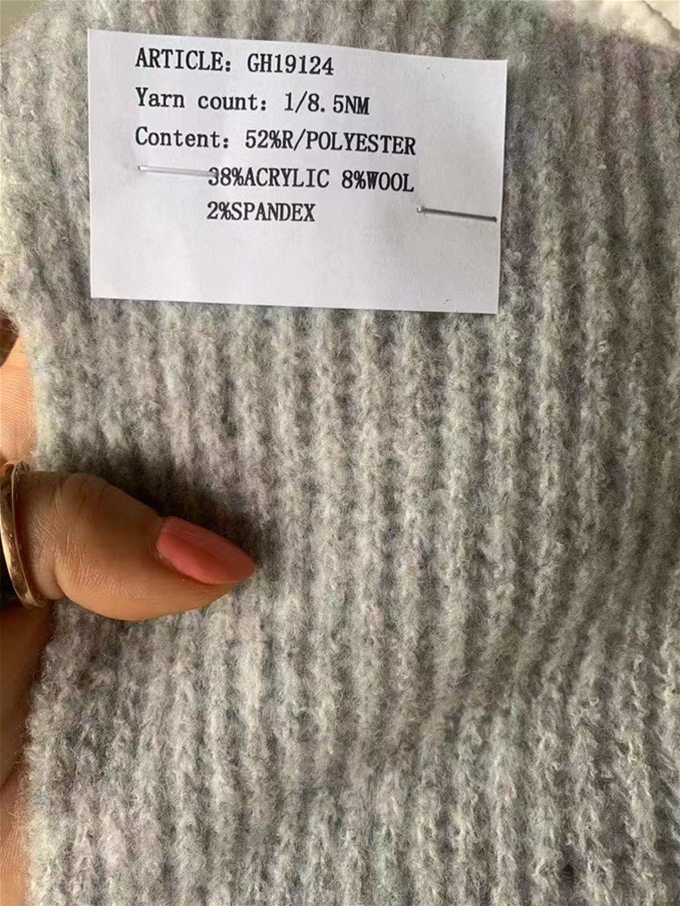 1/8.5NM 52%R/Polyester 38%Acrylic 8%Wool 2%Spandex