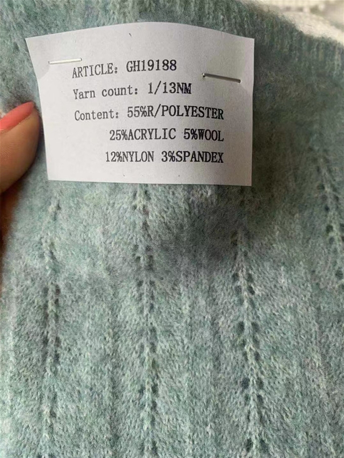 1/13NM 55%R/Polyester 25%Acrylic 5%Wool 12%Nylon 3%Spandex