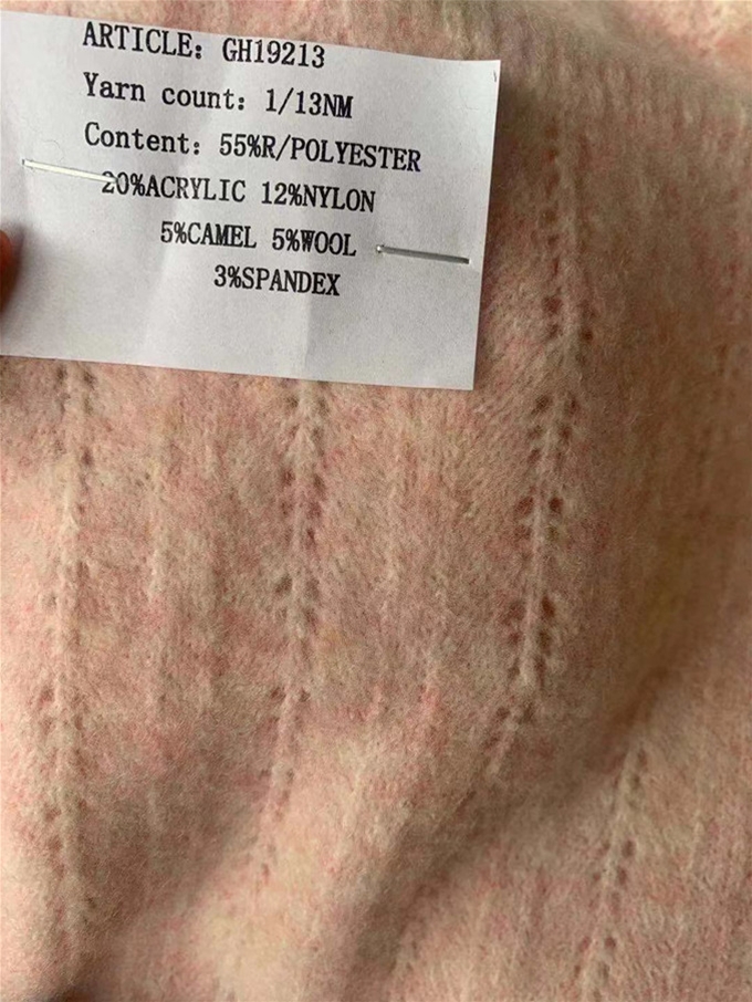1/13NM 55%R/Polyester 20%Acrylic 12%Nylon 5%Camel 5%Wool 3%Spandex